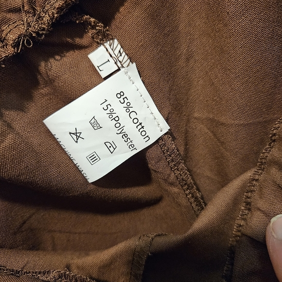 BROWN RUFFLE HEM TANK AND WIDE-LEG PANTS SET - Picture 4 of 5